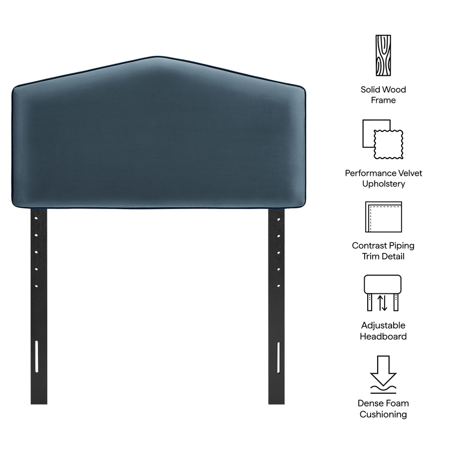 Lattice Performance Velvet Twin Size Headboard in Cadet Blue