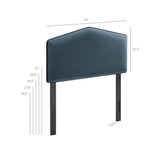 Lattice Performance Velvet Twin Size Headboard in Cadet Blue
