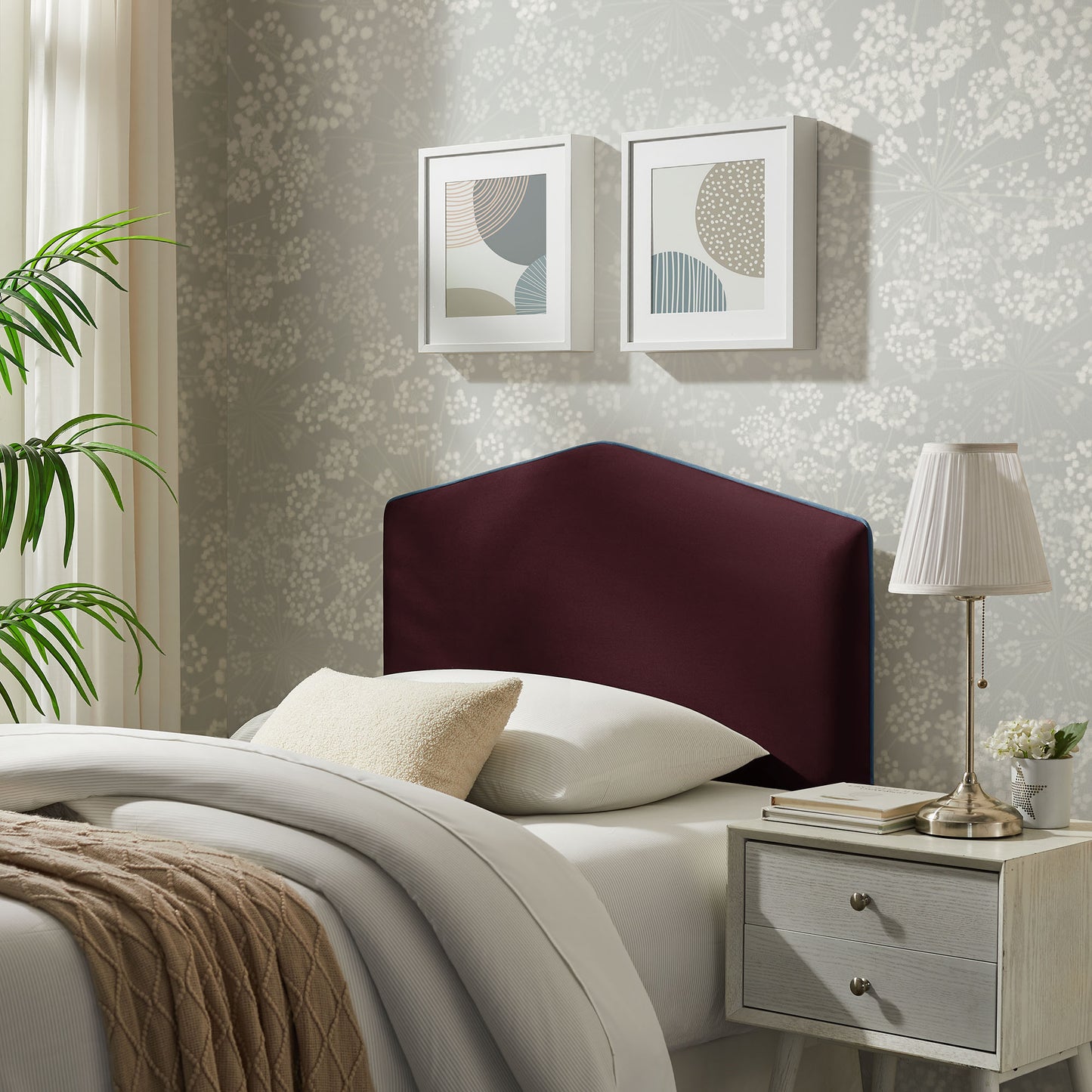 Cosette Performance Velvet Twin Size Headboard by Furniture for America