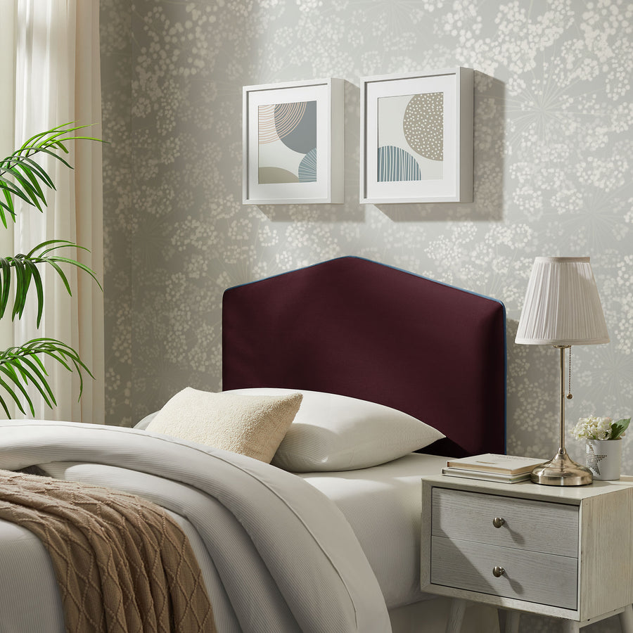 Lattice Performance Velvet Twin Size Headboard in Mulberry