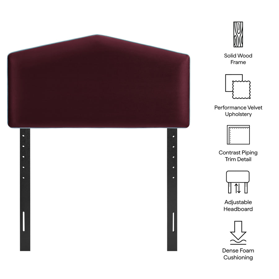 Lattice Performance Velvet Twin Size Headboard in Mulberry