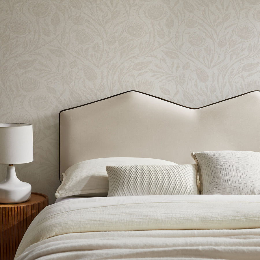 Lattice Performance Velvet Full Size Headboard in Alabaster