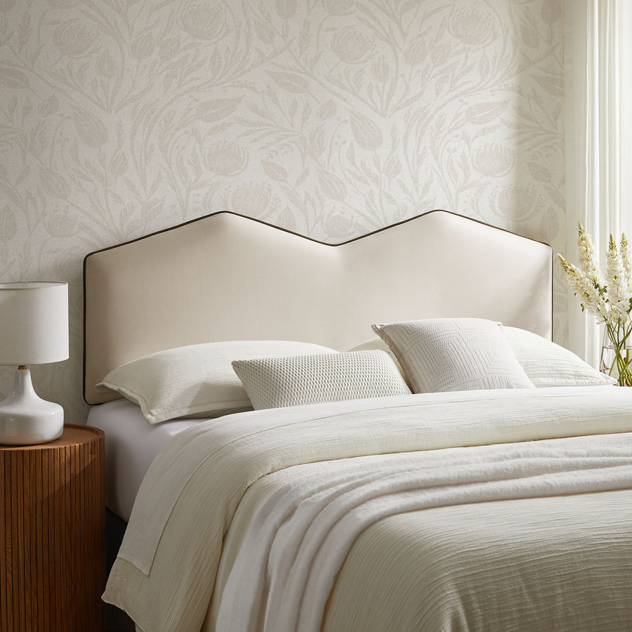 Lattice Performance Velvet Full Size Headboard in Alabaster