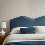 Lattice Performance Velvet Full Size Headboard in Cadet Blue