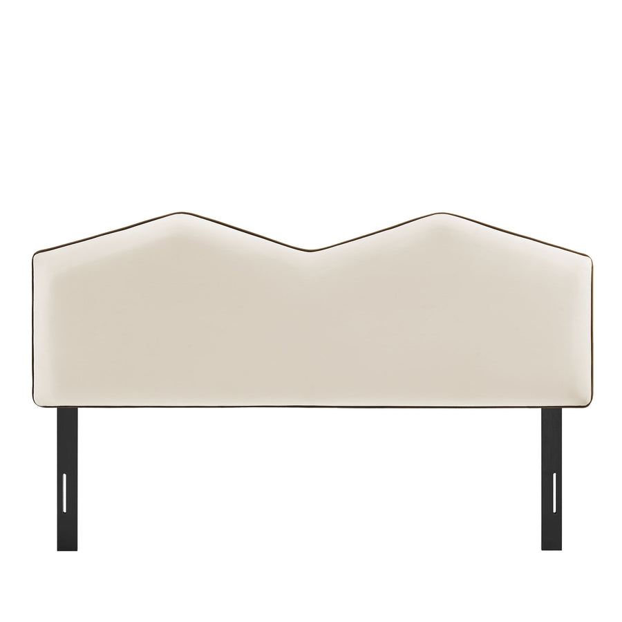 Lattice Performance Velvet Queen Size Headboard in Alabaster