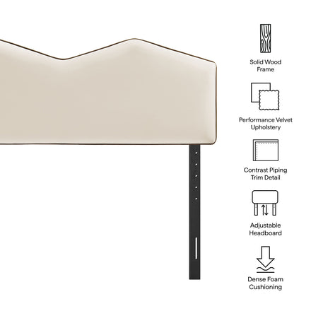 Cosette Performance Velvet Queen Size Headboard in Alabaster