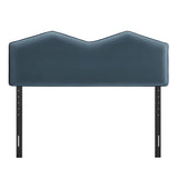 Lattice Performance Velvet Queen Size Headboard in Cadet Blue