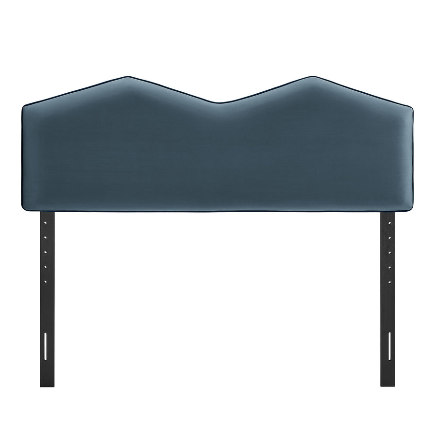 Lattice Performance Velvet Queen Size Headboard in Cadet Blue