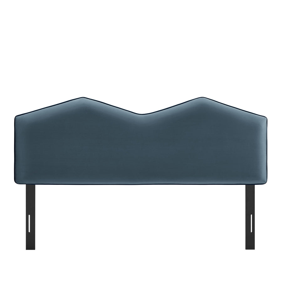 Lattice Performance Velvet Queen Size Headboard in Cadet Blue