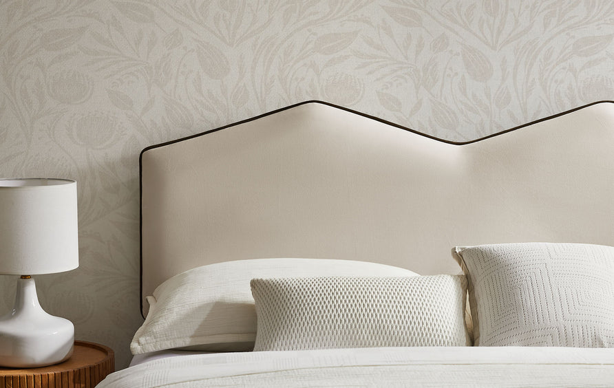 Lattice Performance Velvet King Size Headboard in Alabaster