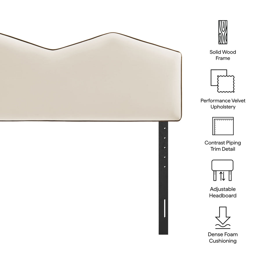 Lattice Performance Velvet King Size Headboard in Alabaster