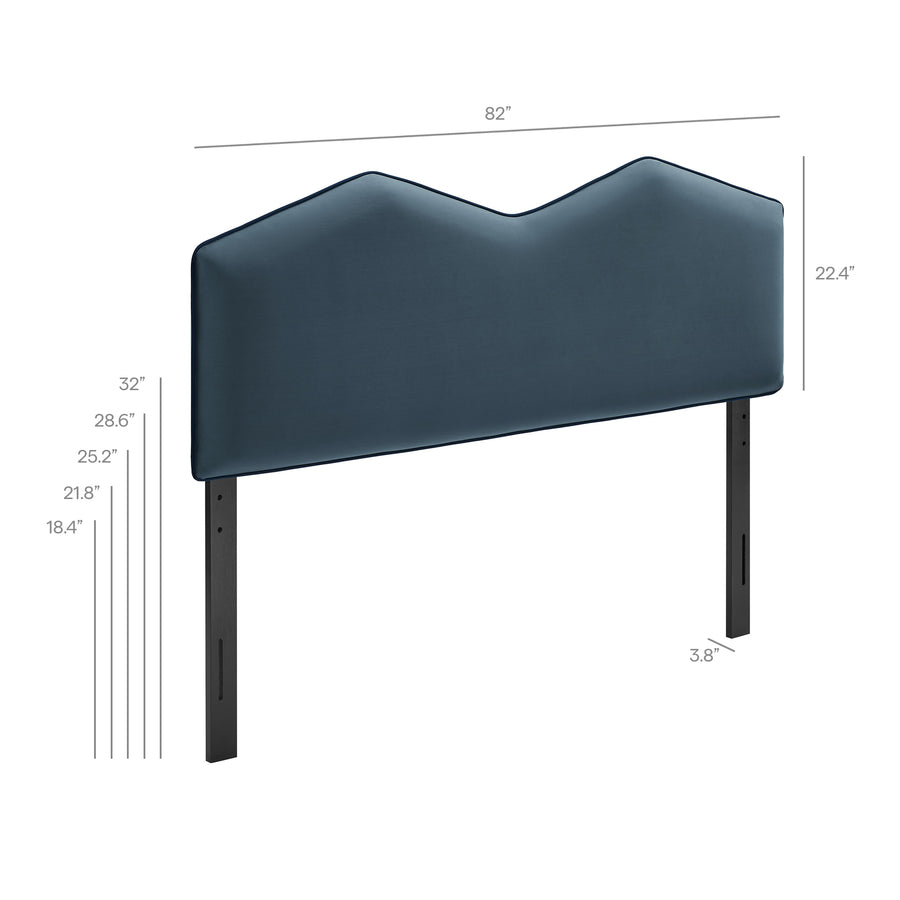 Lattice Performance Velvet King Size Headboard in Cadet Blue
