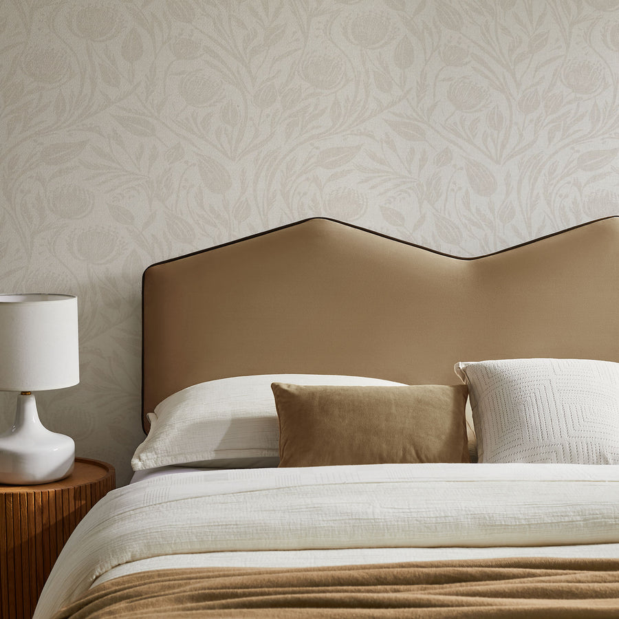 Lattice Performance Velvet King Size Headboard in Taupe