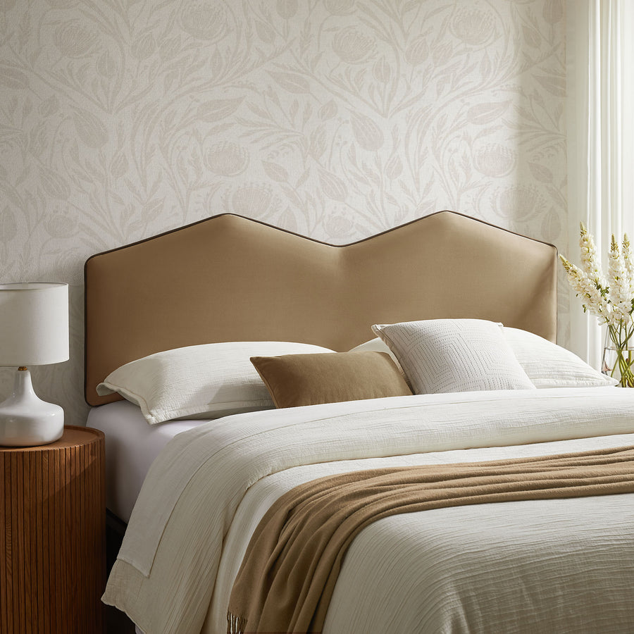 Lattice Performance Velvet King Size Headboard in Taupe