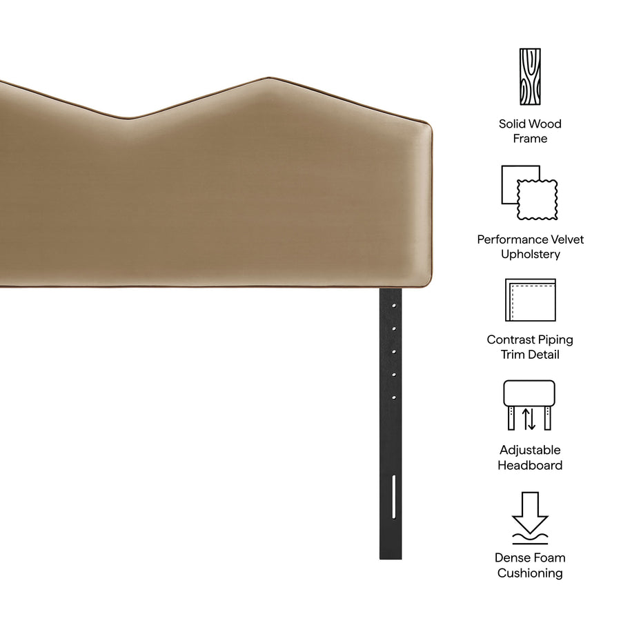 Lattice Performance Velvet King Size Headboard in Taupe