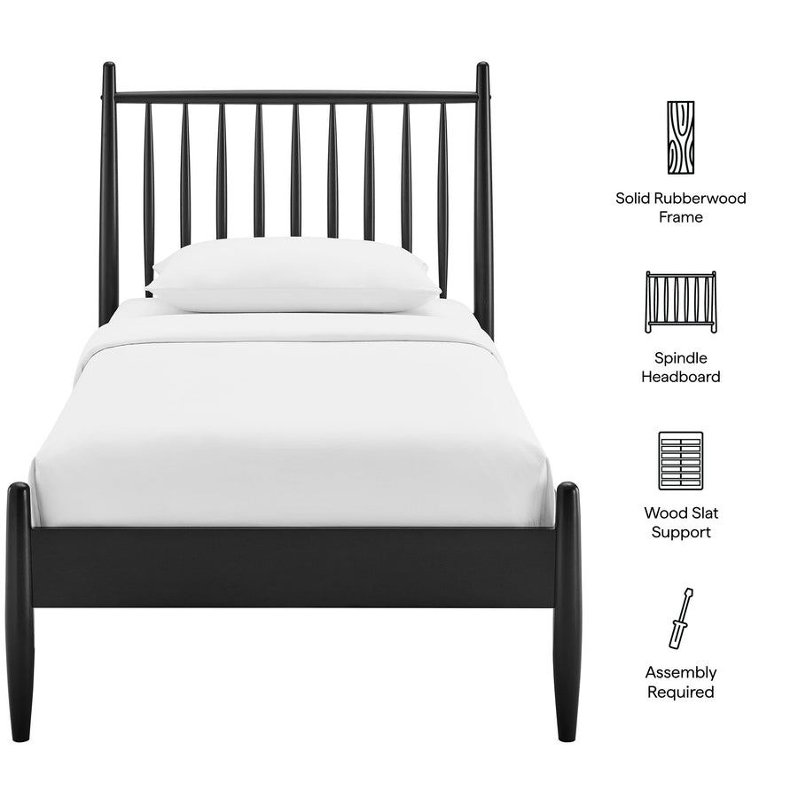 Tawny Twin Size Spindle Bed Frame in Black