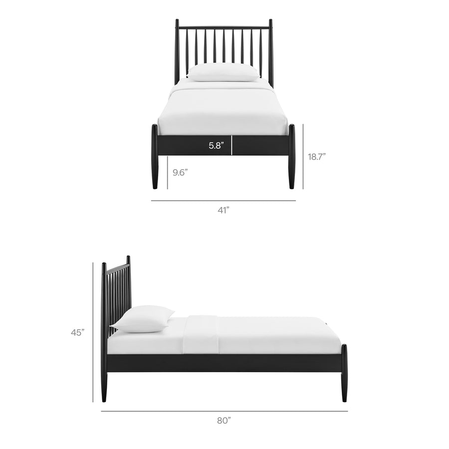 Tawny Twin Size Spindle Bed Frame in Black