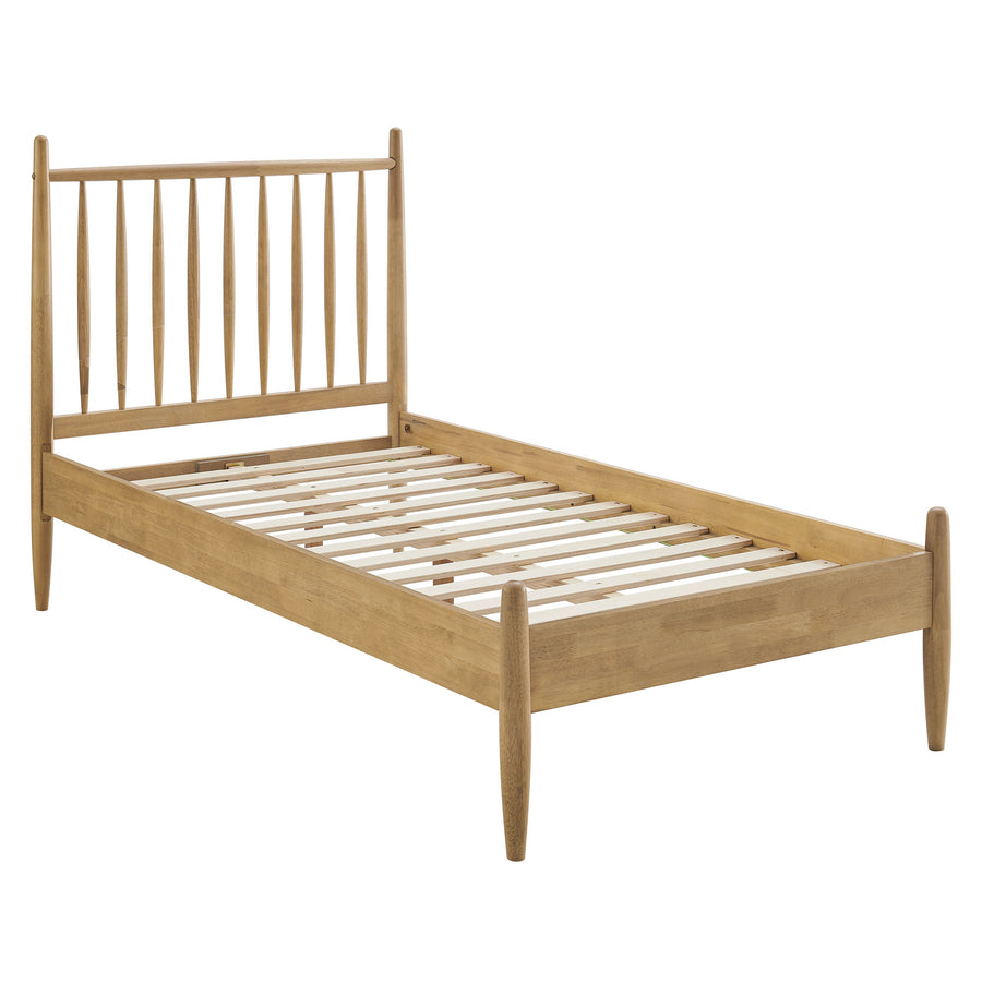 Tawny Twin Size Spindle Bed Frame in Light Oak