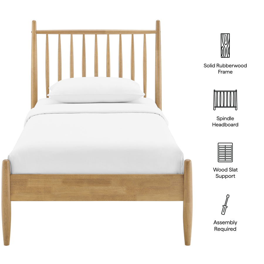 Tawny Twin Size Spindle Bed Frame in Light Oak