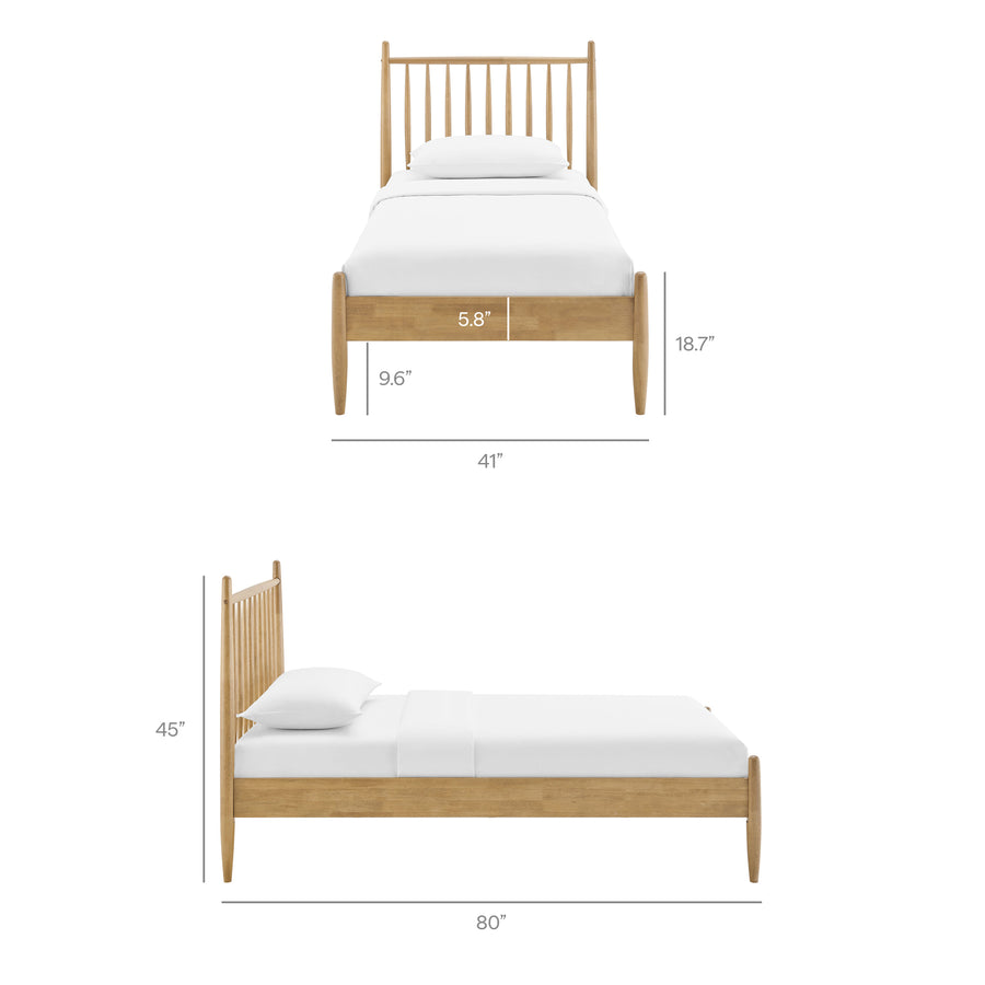Tawny Twin Size Spindle Bed Frame in Light Oak