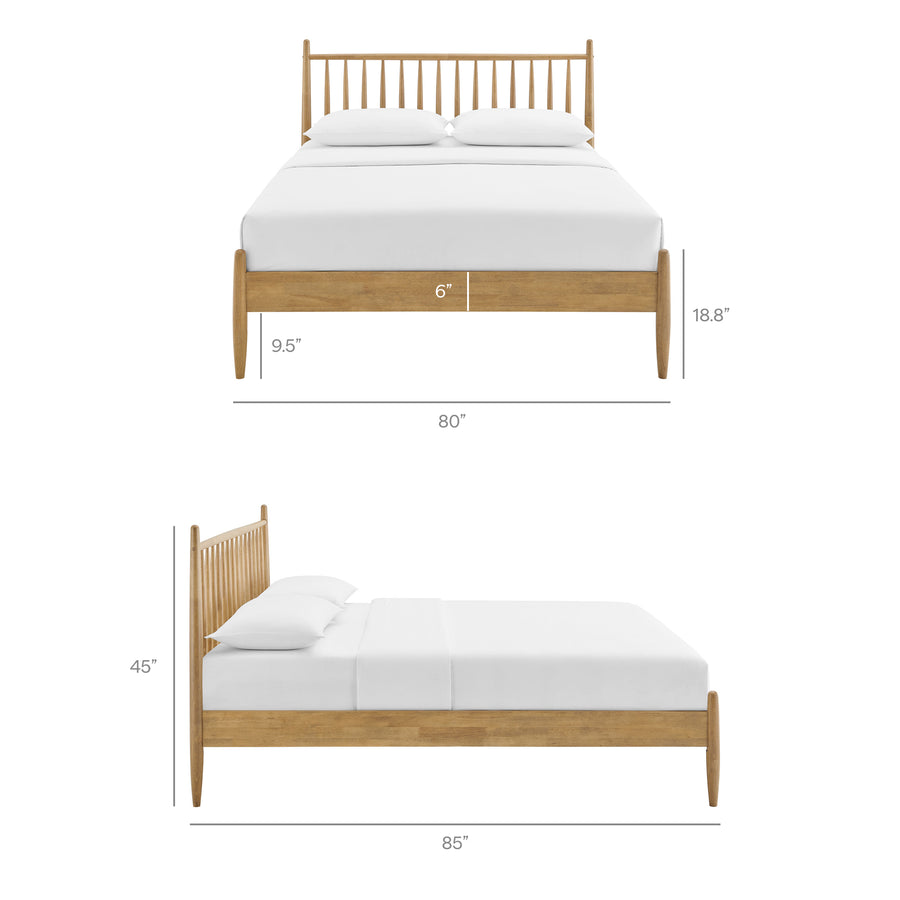 Tawny King Size Spindle Bed in Light Oak