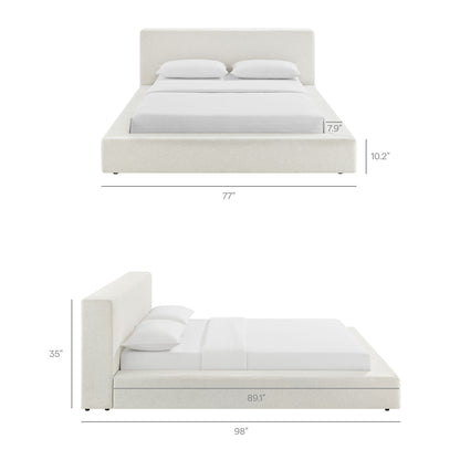 Luma Chenille Upholstered Queen Platform Bed Frame by Furniture for America