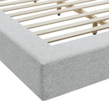 Kiln Chenille Upholstered Queen Platform Bed Frame in Light Gray Fabric