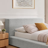 Kiln Chenille Upholstered Queen Platform Bed Frame in Light Gray Fabric
