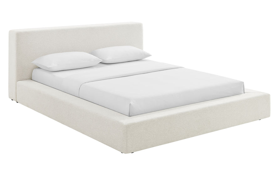 Kiln Chenille Upholstered King Platform Bed Frame in Ivory Fabric
