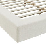 Kiln Chenille Upholstered King Platform Bed Frame in Ivory Fabric