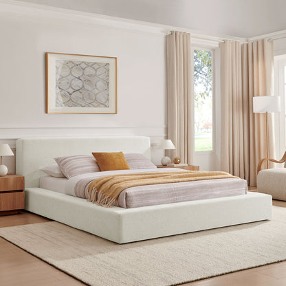 Luma Chenille Upholstered King Platform Bed Frame by Furniture for America