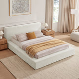 Kiln Chenille Upholstered King Platform Bed Frame in Ivory Fabric