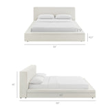 Kiln Chenille Upholstered King Platform Bed Frame in Ivory Fabric