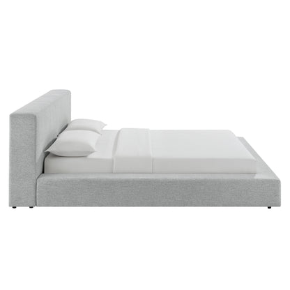 Luma Chenille Upholstered King Platform Bed Frame by Furniture for America