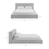 Kiln Chenille Upholstered King Platform Bed Frame in Light Gray Fabric