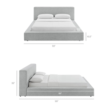 Luma Chenille Upholstered King Platform Bed Frame by Furniture for America