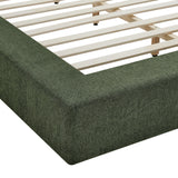 Kiln Chenille Upholstered Queen Platform Bed Frame in Eucalyptus