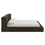 Kiln Chenille Upholstered Queen Platform Bed Frame in Java