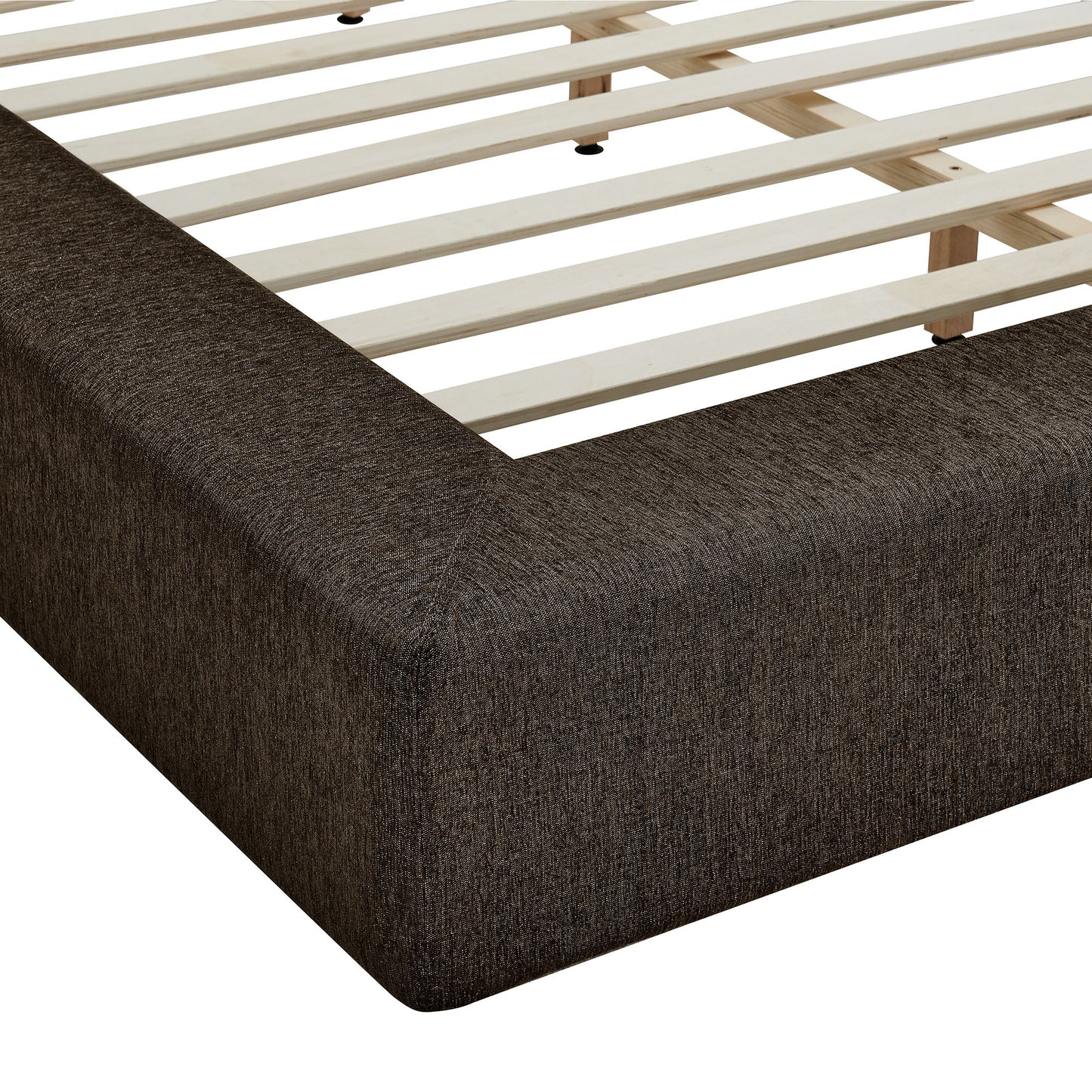 Kiln Chenille Upholstered Queen Platform Bed Frame in Java