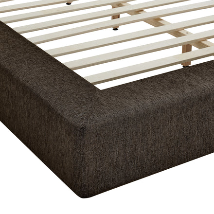Luma Chenille Upholstered Queen Platform Bed Frame in Java
