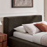 Kiln Chenille Upholstered Queen Platform Bed Frame in Java