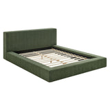 Kiln Chenille Upholstered King Platform Bed Frame in Eucalyptus