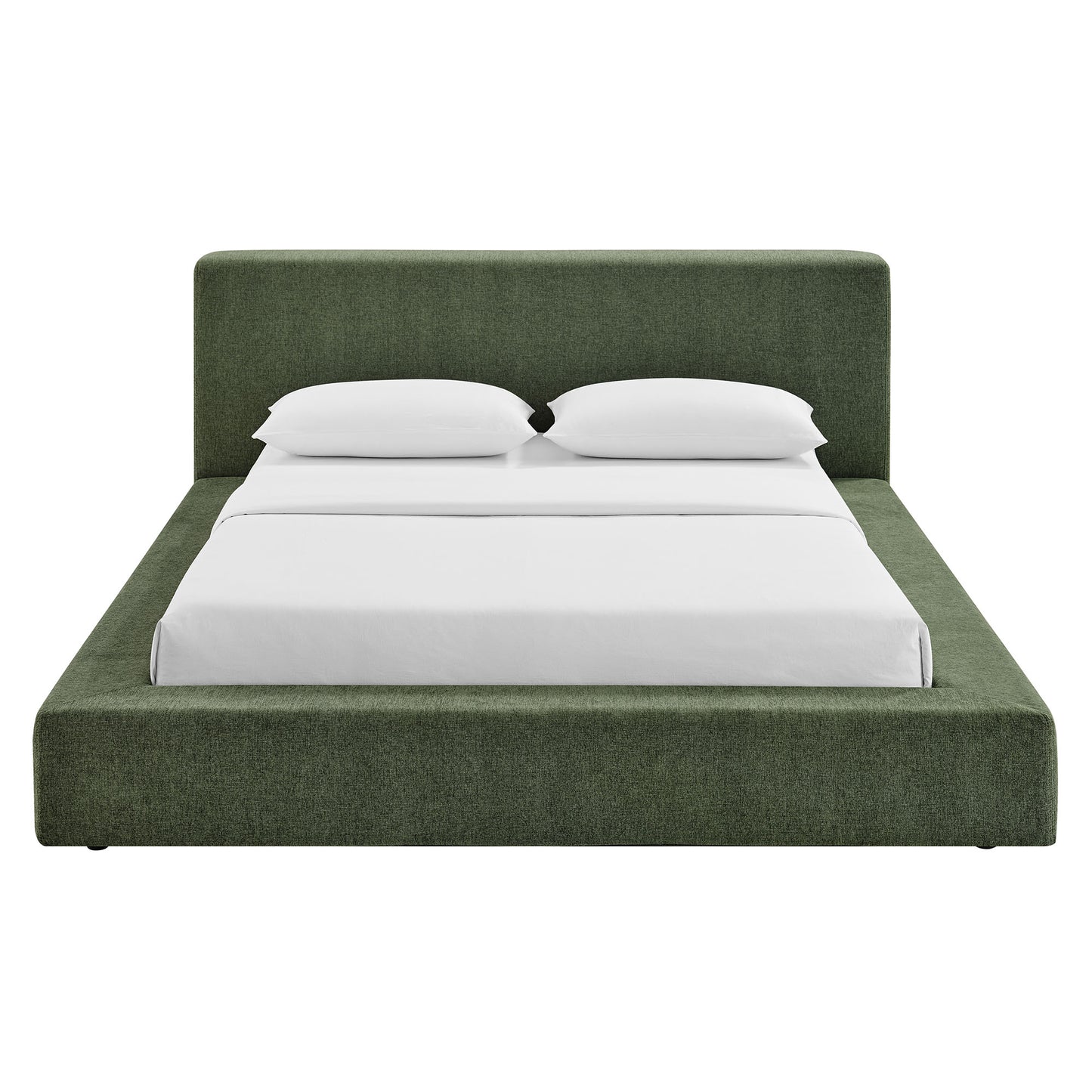 Kiln Chenille Upholstered King Platform Bed Frame in Eucalyptus