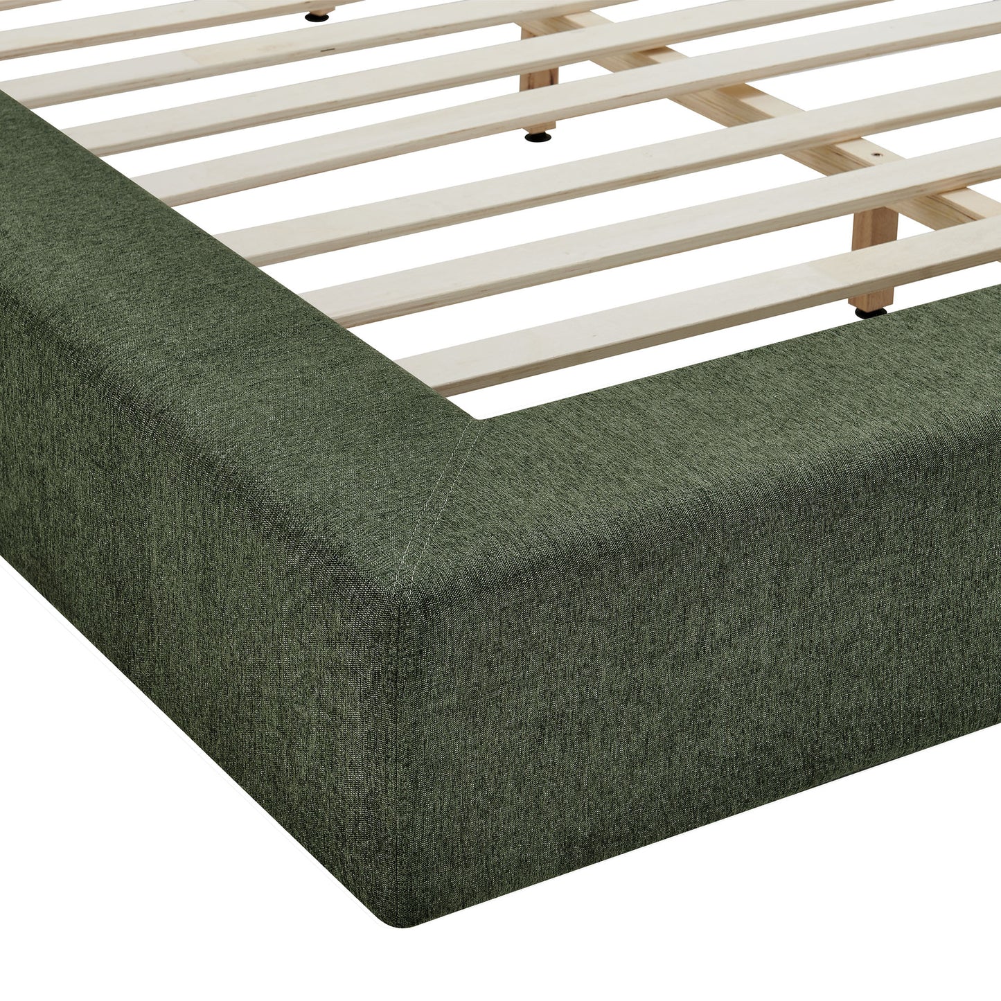 Kiln Chenille Upholstered King Platform Bed Frame in Eucalyptus