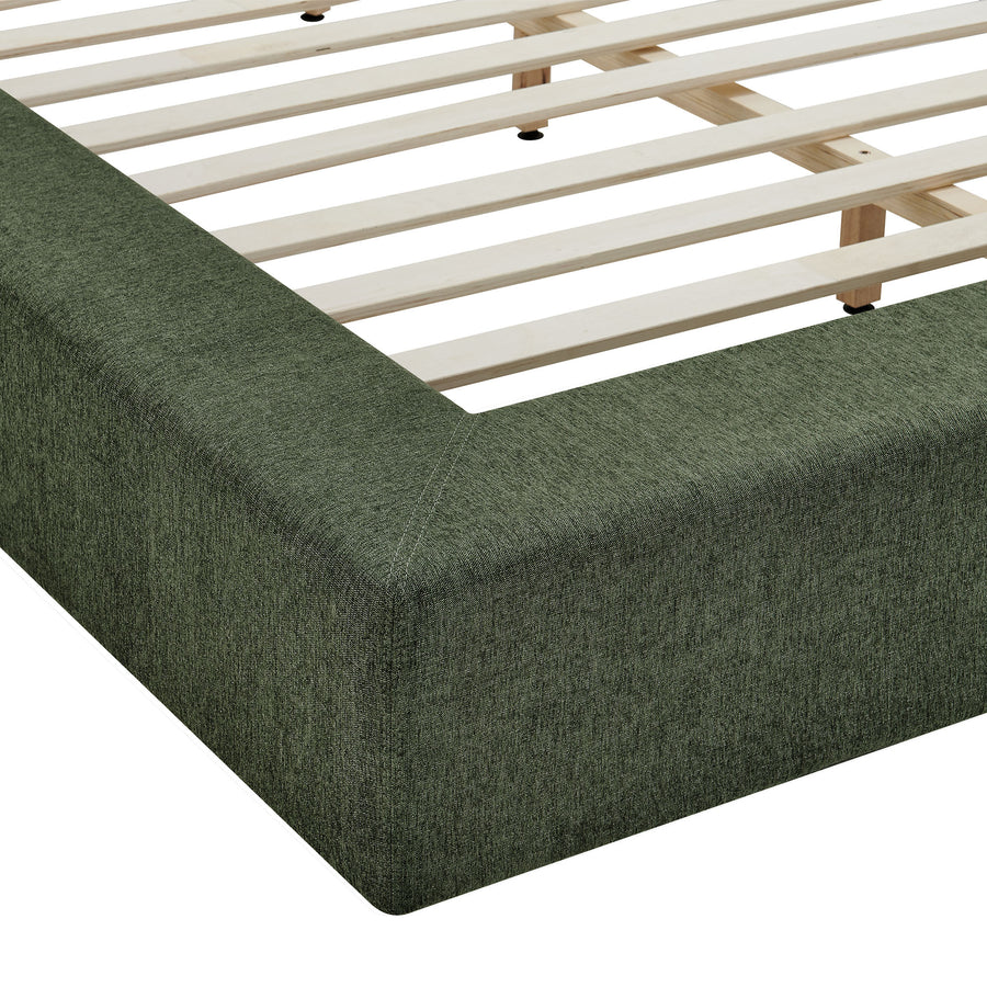 Kiln Chenille Upholstered King Platform Bed Frame in Eucalyptus