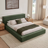 Kiln Chenille Upholstered King Platform Bed Frame in Eucalyptus