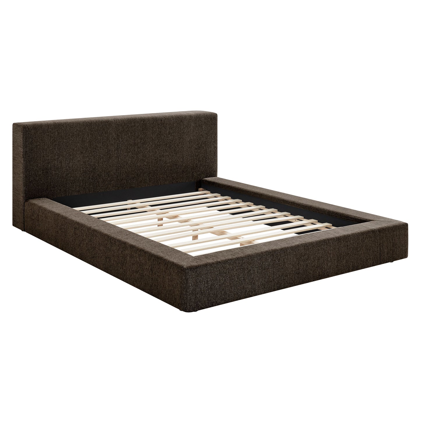 Kiln Chenille Upholstered King Platform Bed Frame in Java