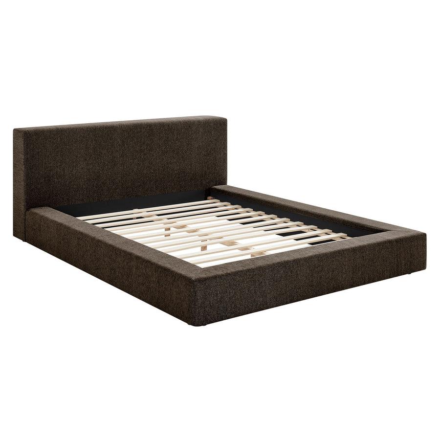 Kiln Chenille Upholstered King Platform Bed Frame in Java