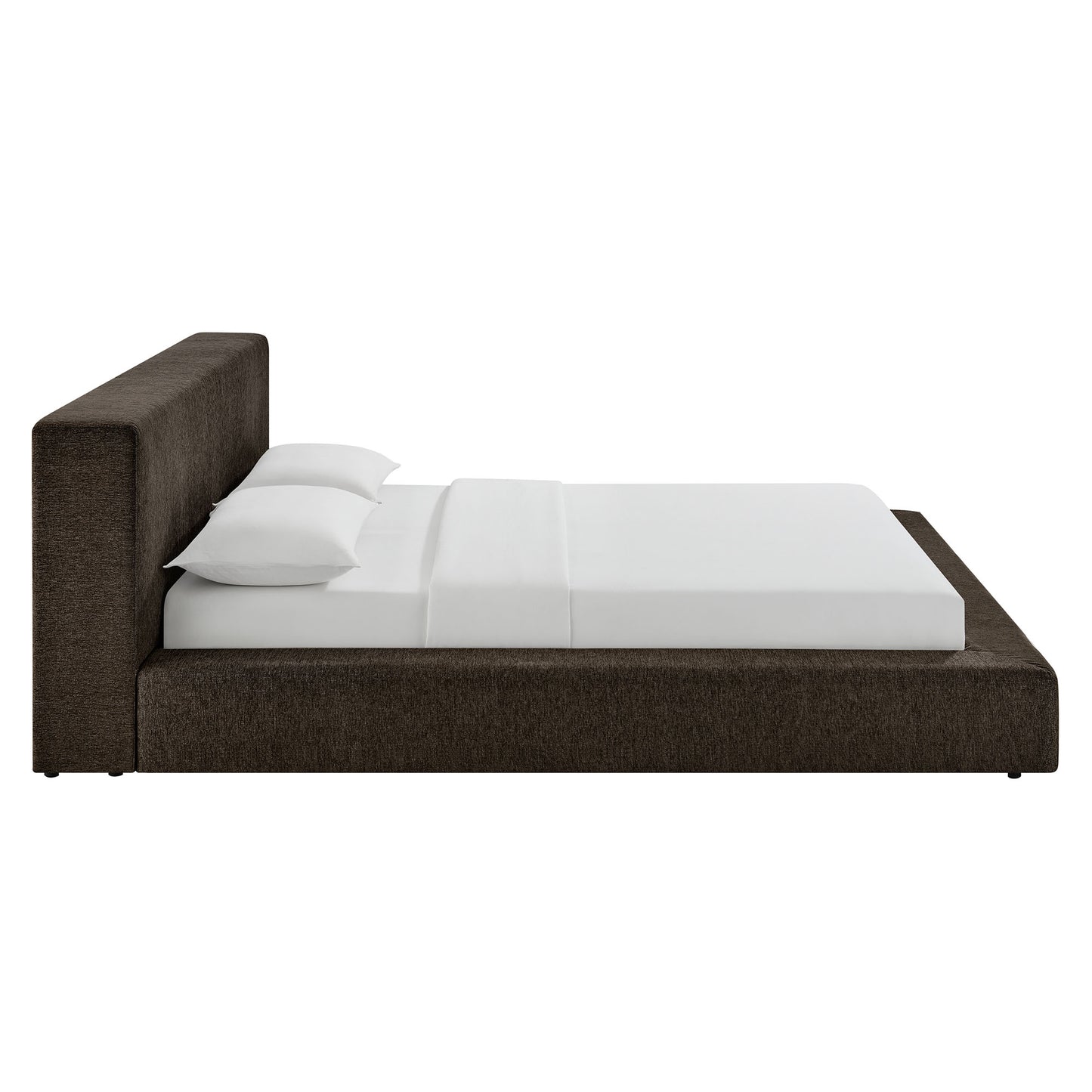 Kiln Chenille Upholstered King Platform Bed Frame in Java