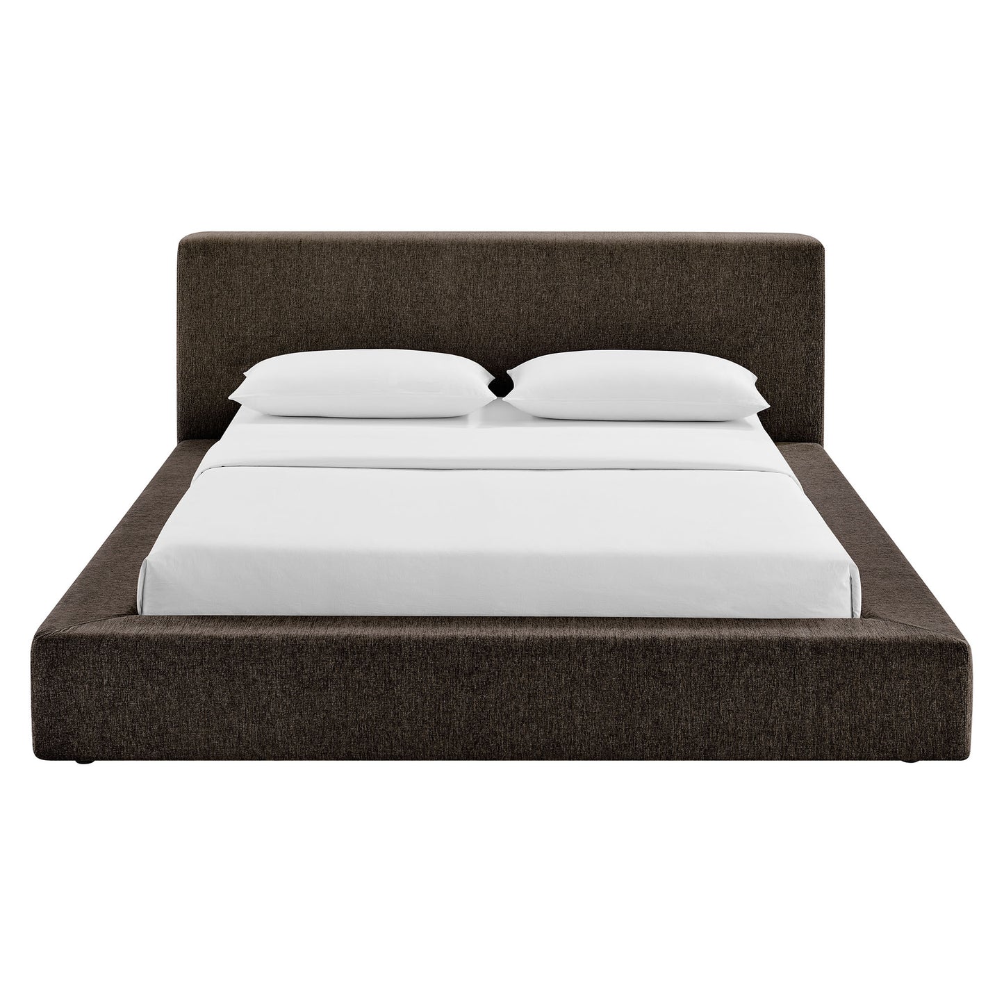 Kiln Chenille Upholstered King Platform Bed Frame in Java